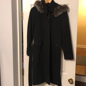 Ellen Tracy coat fox fur hood